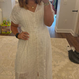 Cotton Button Front Handkerchief Midi Dress