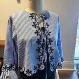Light Blue Tie Front Blouse