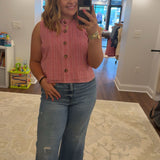Della Top: Red Stitched Gingham