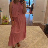 Della Top: Red Stitched Gingham