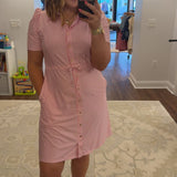 London Dress: Light Pink Seersucker