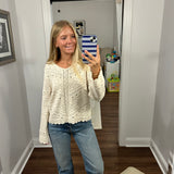 Long Sleeve Pointelle Sweater