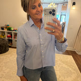 The LS Boxy Crop: Thin Blue & White Stripe