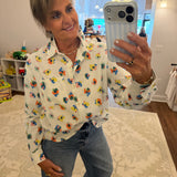 Mini Flower Boxy Squared Ecru Shirt