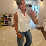 Ricki Knit-Woven Sleeveless Layering Tank