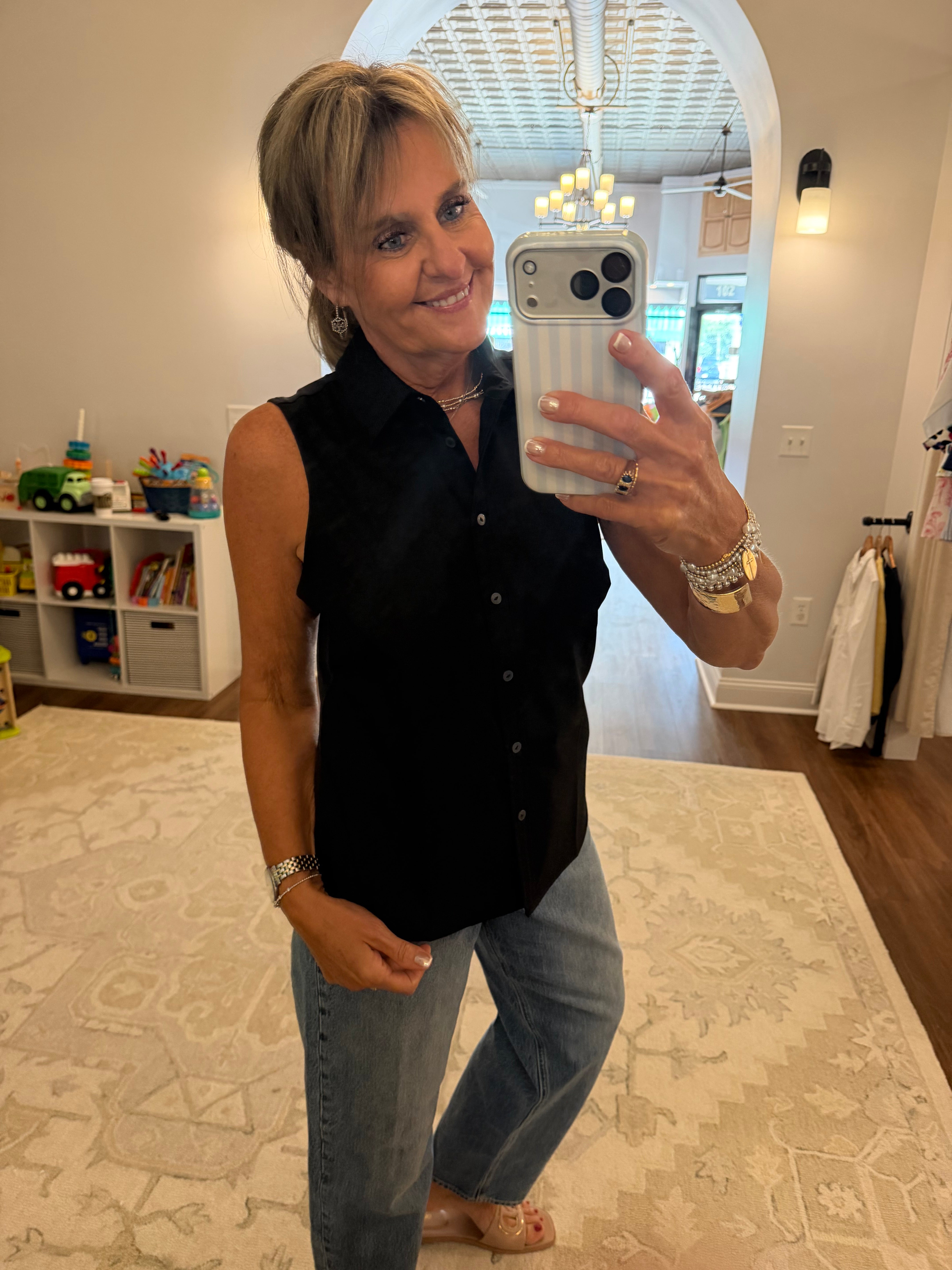 Dina Knit-Woven Sleeveless Shirt