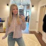 Jodie No Iron Pinpoint Stripe Long Sleeve Short Shirt