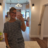 Twill Dress with Pearl Accent