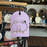 Small Decorative Pearl Hoop Earring