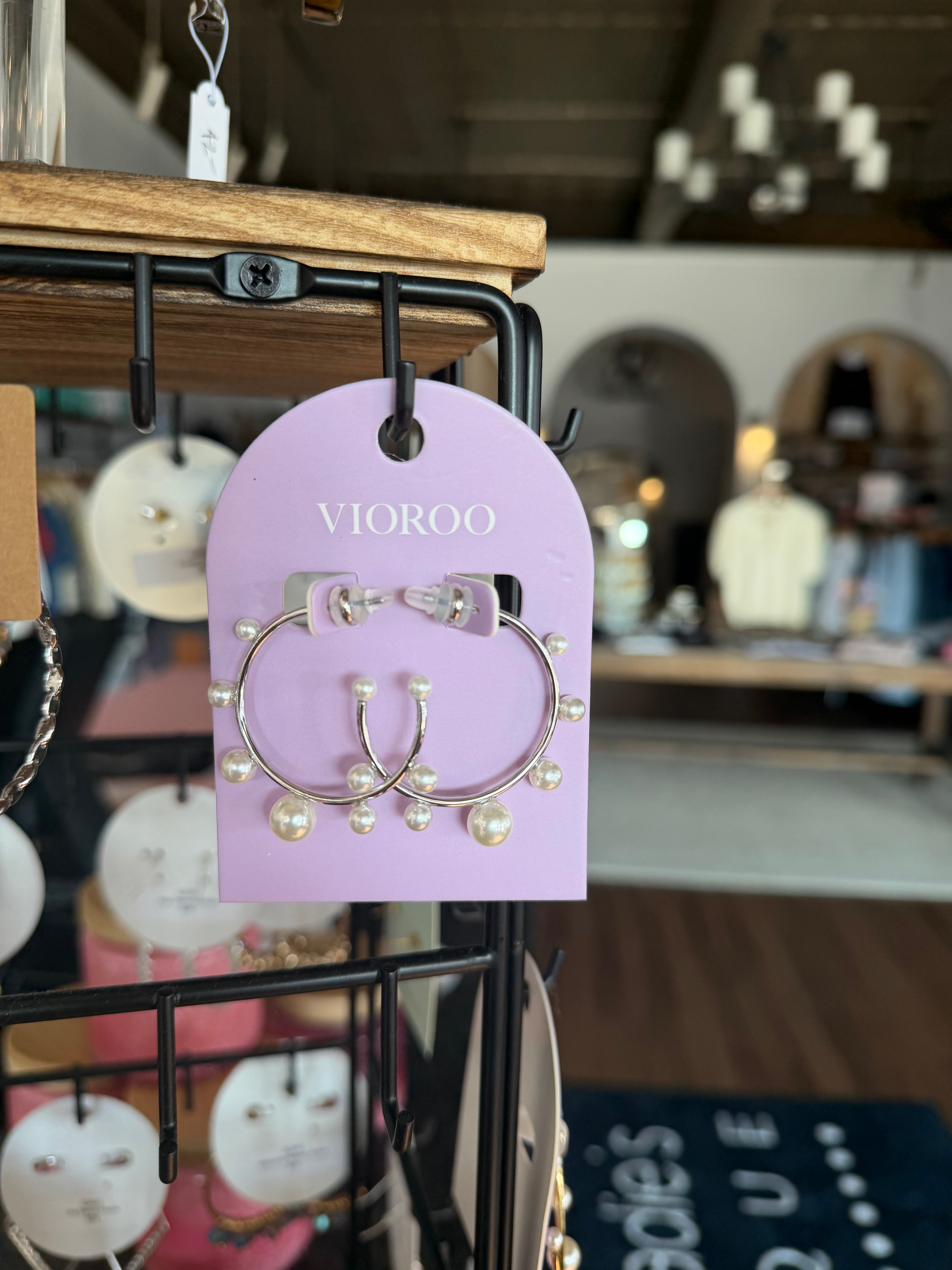 Small Decorative Pearl Hoop Earring