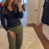 Remi V-Neck Lace Trim Top