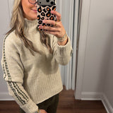 Long Raglan Sleeve Mock Neck w/ Stitch Detail