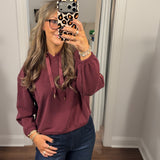 Merlot Satin Trim Hoodie