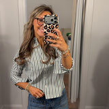 Jodie No Iron Pinpoint Stripe Long Sleeve Short Shirt