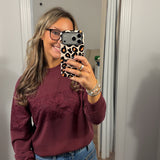 Merlot Lace Panel Sweatshirt