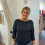 3/4 Sleeve Cowl Boatneck Top