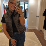 Reversible Cropped Quilted Vest with Animal Print
