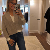 Cropped Double-Breasted Knit Cardigan