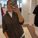 Silk Look Sleeveless Blouse with Rib Knit Collar