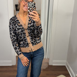 Animal Print Jacquard Knit Cardigan
