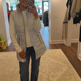 Luxe Quilted Long Vest with Faux Fur Collar