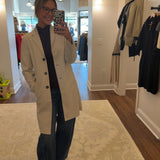 Brushed Knit Long Coat with Raw Edges