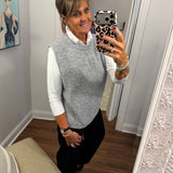 Heather Gray Rhinestone Side Sweater Vest