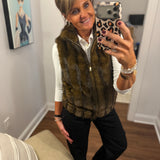 Mink Look Faux Fur Vest with Front Pockets
