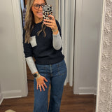 Crew Neck Sweater With Contrast Details