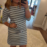 Boat Neck Lake Dress: Horizon Stripe