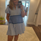 Blue Variant Puff Sleeve Dress