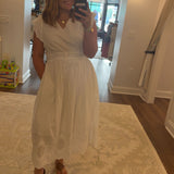 White Maxi Dress w/ Floral Accent