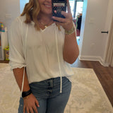 3/4 Length White Blouse