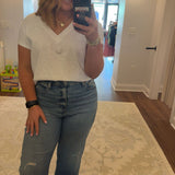 V-Neck Basic White Top