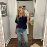 Navy Quarterzip Tee